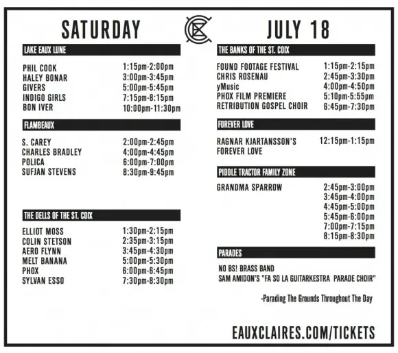 Eaux Claires Line Up Study Breaks
