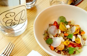 Red Fife and Emmer Grain Salad with Pure Luck Chevre and Cherry Tomatoes