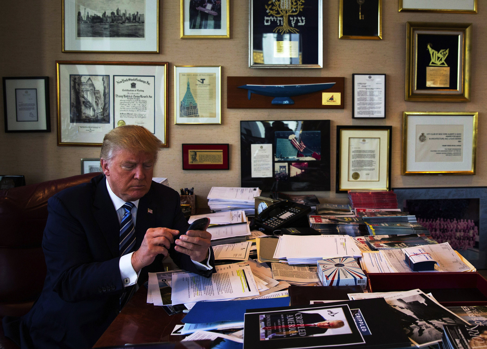 Donald Trump Demonstrates His Tweeting Skills In His Office At