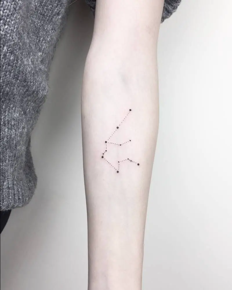 Tattoo with Taurus, Aries, and Aquarius.