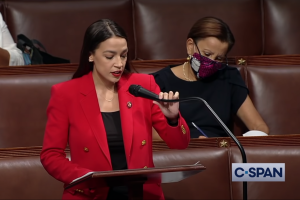Alexandria Ocasio-Cortez speaking at the House of Representatives