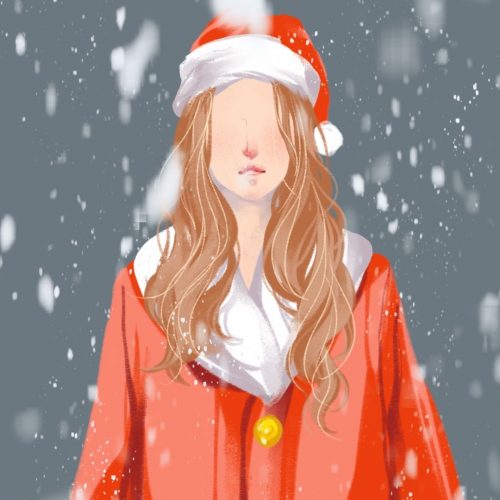 Illustration by Alice Yuan of Anna Kendrick's character Noelle in the film "Noelle"