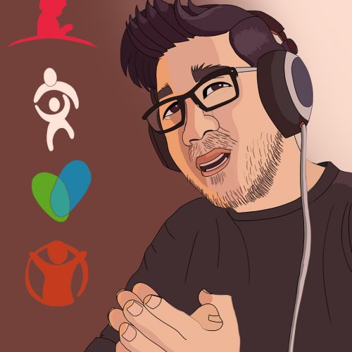 An illustration by Andrew Moghab of YouTuber markiplier