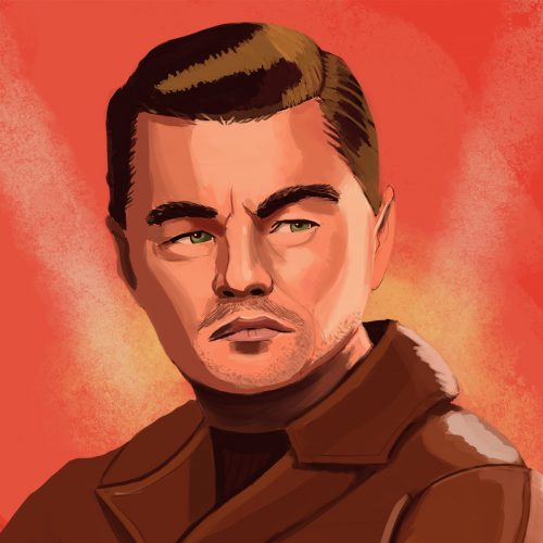 An illustration by Andrew Moghab of Leonardo DiCaprio from the film 'Once Upon a Time... in Hollywood'