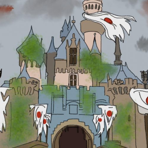 Illustration by Ashawna Linyard of a defunct amusement park