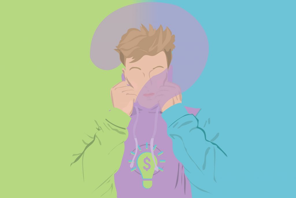 Hand drawn picture of Jake Paul with a question mark in the middle of him.
