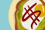 In an article arguing the popular idea that avocado toast is the problem with millenials, an illustation of toast topped with avocado, egg and ketchup is seen above.