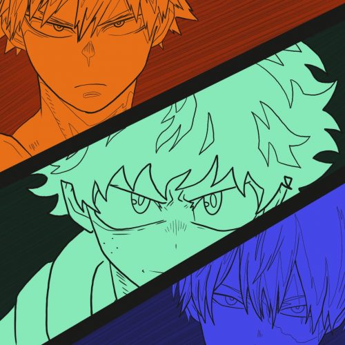 Illustration by Drew Parrott of thee anime characters