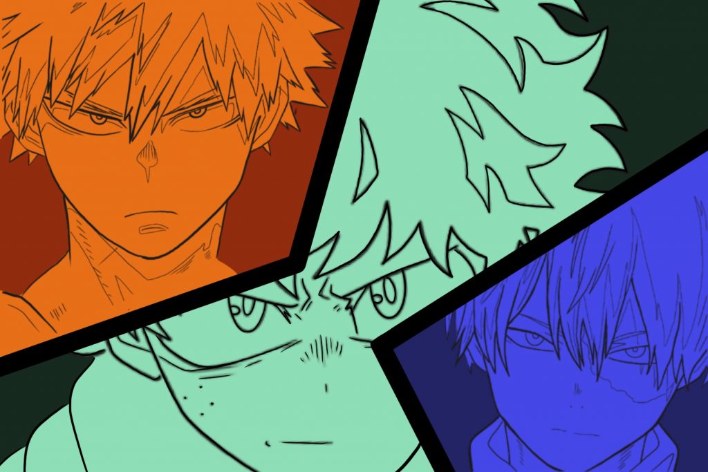 Illustration by Drew Parrott of anime characters