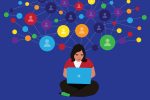 Illustration of introvert trying to network
