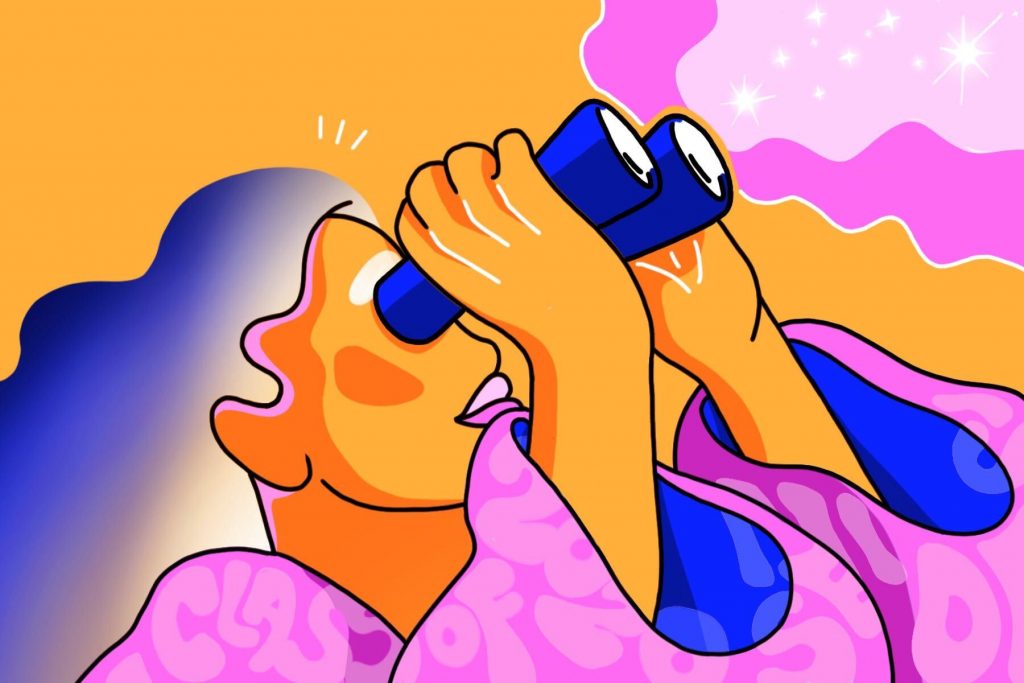 Illustration of looking toward the future after graduation