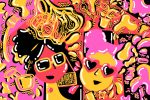 Illustration by Sarah Yu of two faces in sunglasses in an article about living with your best friend
