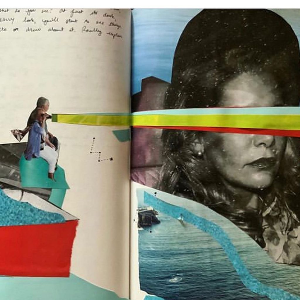 A two-page spread of an isolation journal