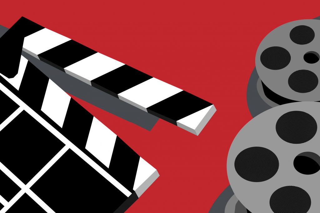 In an article about the We Are One film festival, an illustration by Diana Egan of two film reels and a slate board