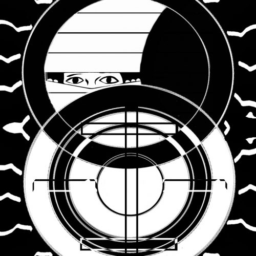 Illustration by Elizabeth Wong of a person peeking through a window