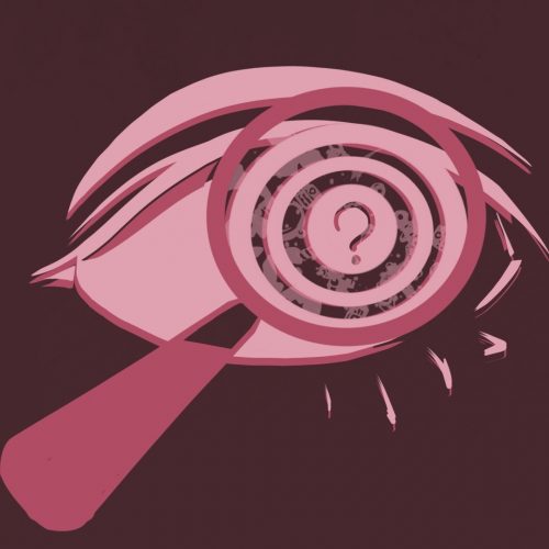 Illustration by Elizabeth Wong of a pencil drawing an eye