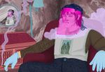 Illustration by Baz Pugmire of an individual struggling with drug abuse