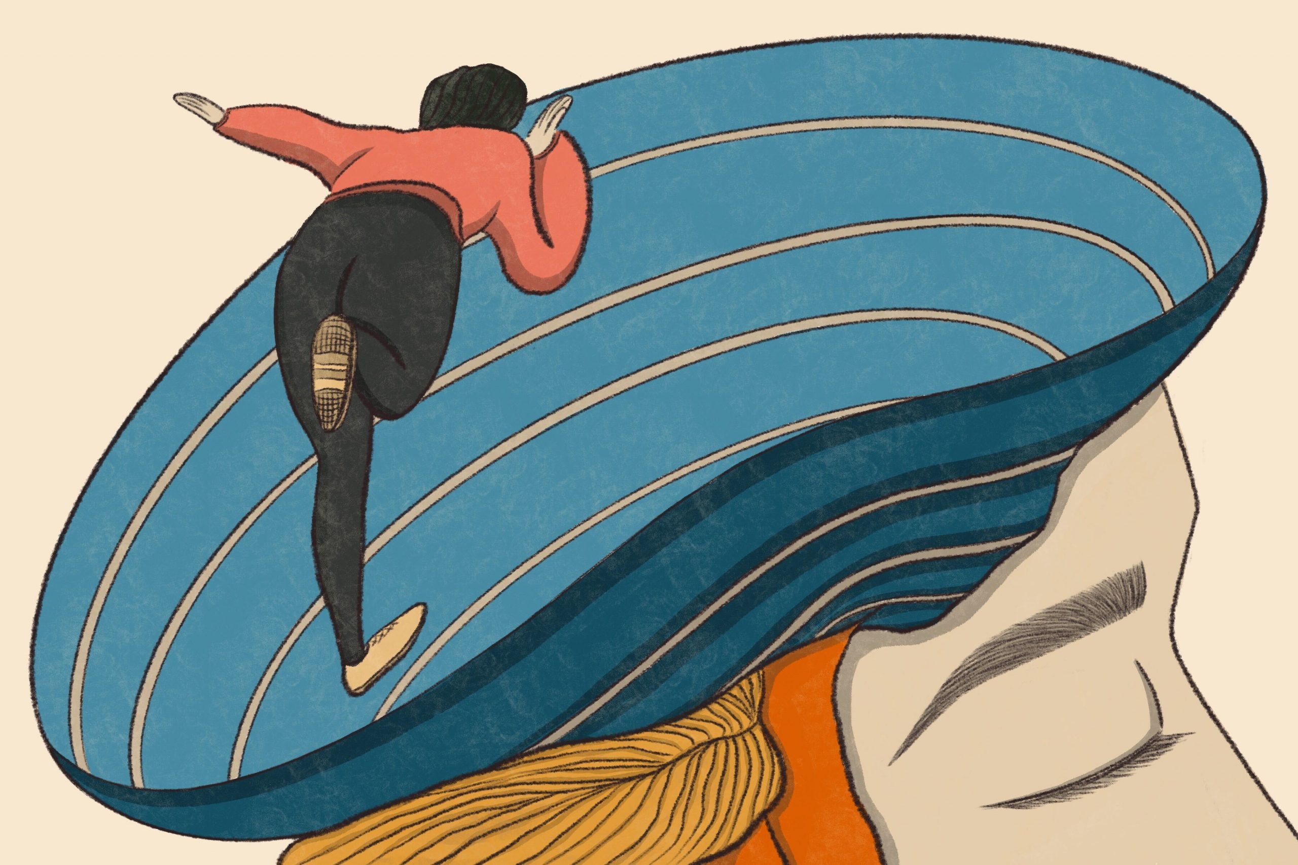 Illustration by June Le in article about long-distance running