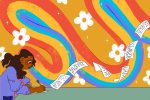 Illustration by Daisy Daniels of an individual free writing
