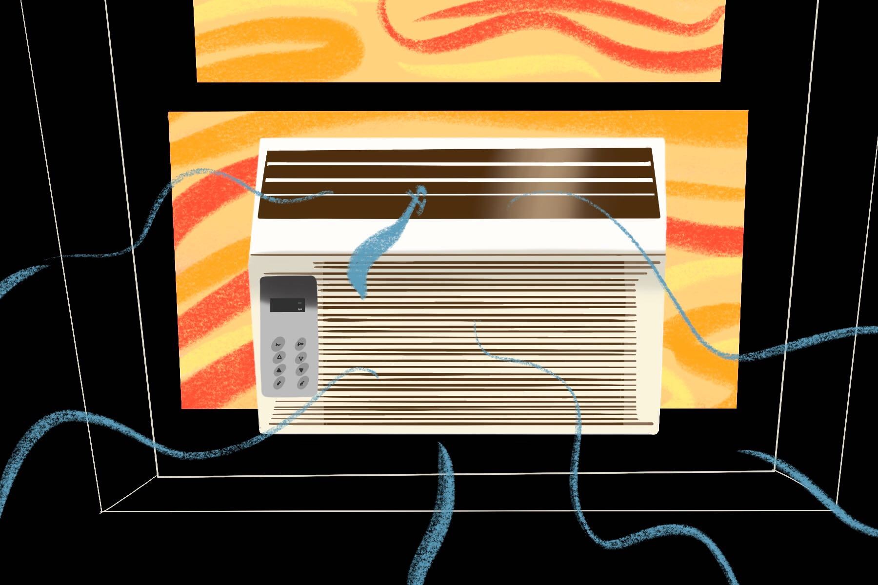 Illustration by Ash Ramirez, Humboldt State University of an air conditioning unit