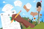 Illustration by Daisy Daniel's on a hand writing letters, next to an open mailbox