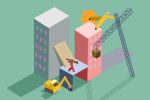In an article about rebuilding relationships, including that of the erg rowing machine, an illustration by Sid Estelle of buildings being reconstructed