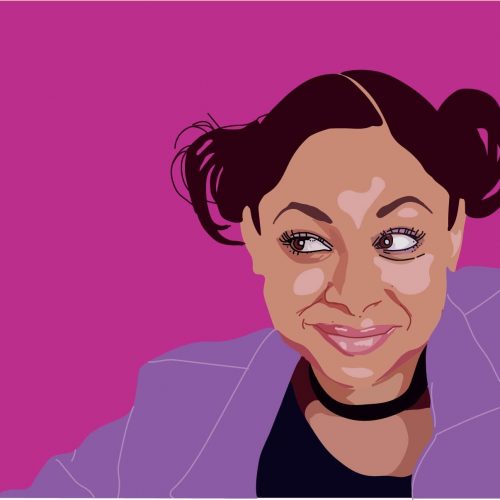 Illustration by Ellen Budell of Raven, the star of That's So Raven