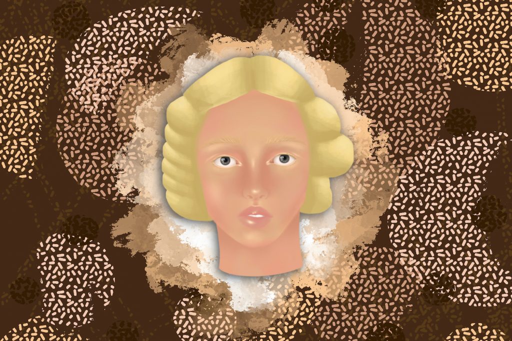 Illustration of a woman with light skin in an article about the skin lightening cream, Fair & Lovely