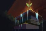 An illustration of a leaf growing sprouting through a stacked pile of textbooks symbolizing climate school