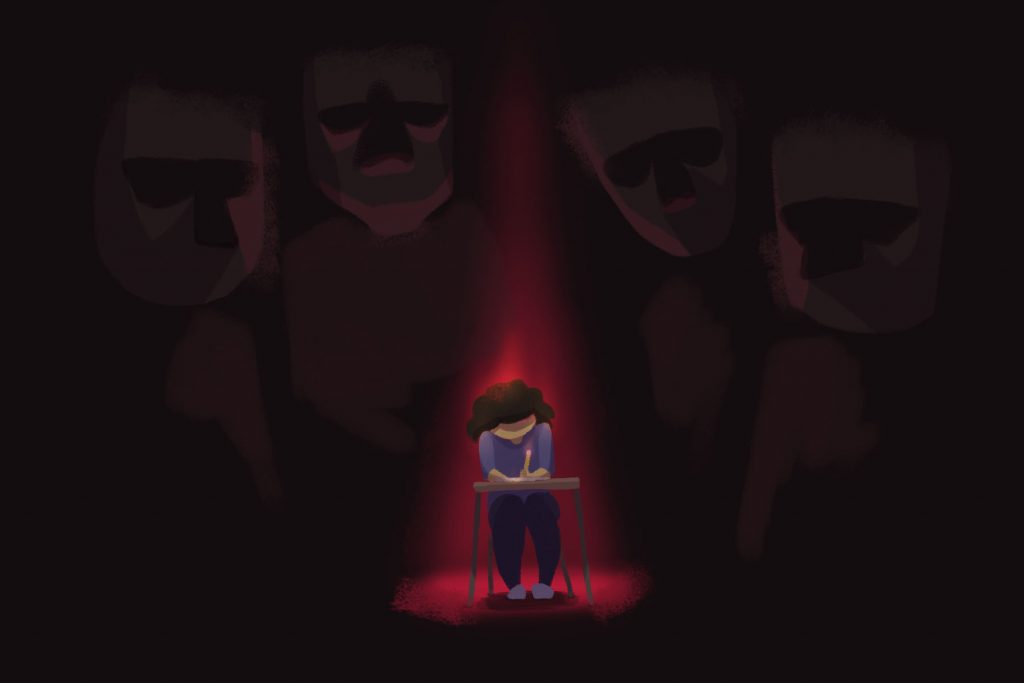 A student under pressure from standardized tests and its white creators
