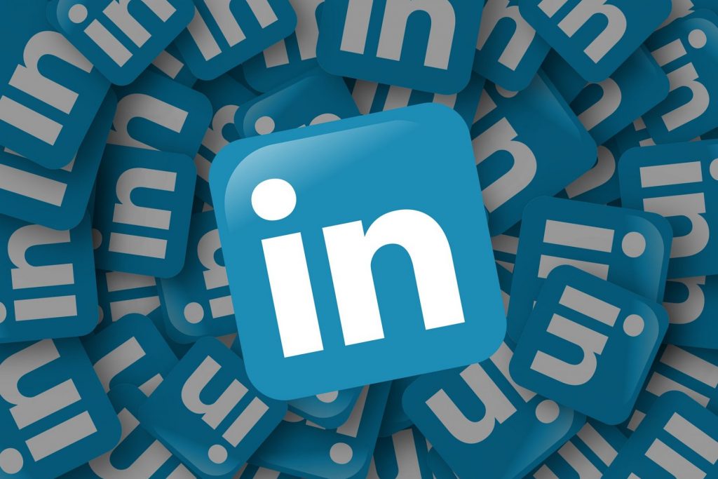 LinkedIn logo on a background of other LinkedIn logos