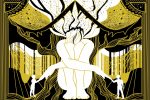 In an article about love triangles, an illustration of a woman attached to two men