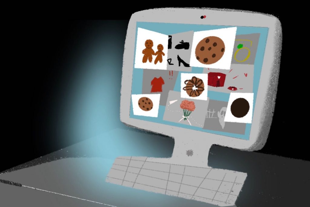 Illustration by Ash Ramirez of targeted ads on a computer screen