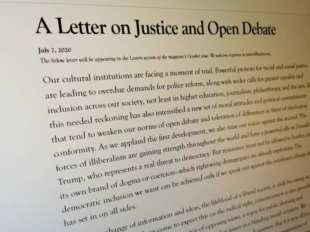 Harper's Magazine letter on cancel culture