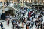 A blurry, busy crowd