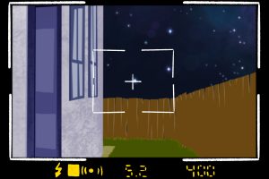 Illustration of photographing the night sky from a backyard