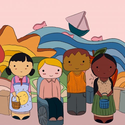 Illustration of diverse children's toys