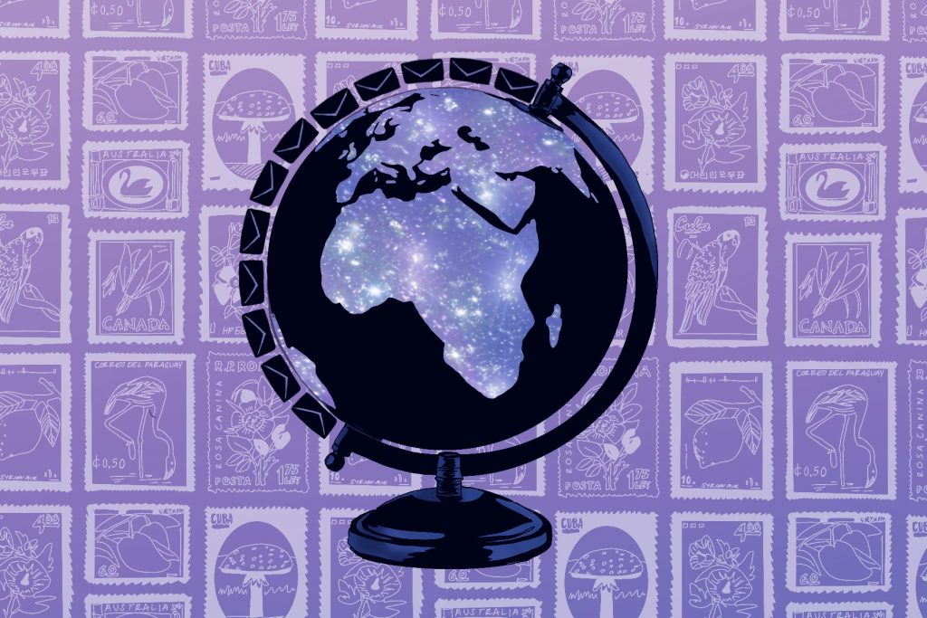 In an article about postal service, an illustration by Baz Pugmire