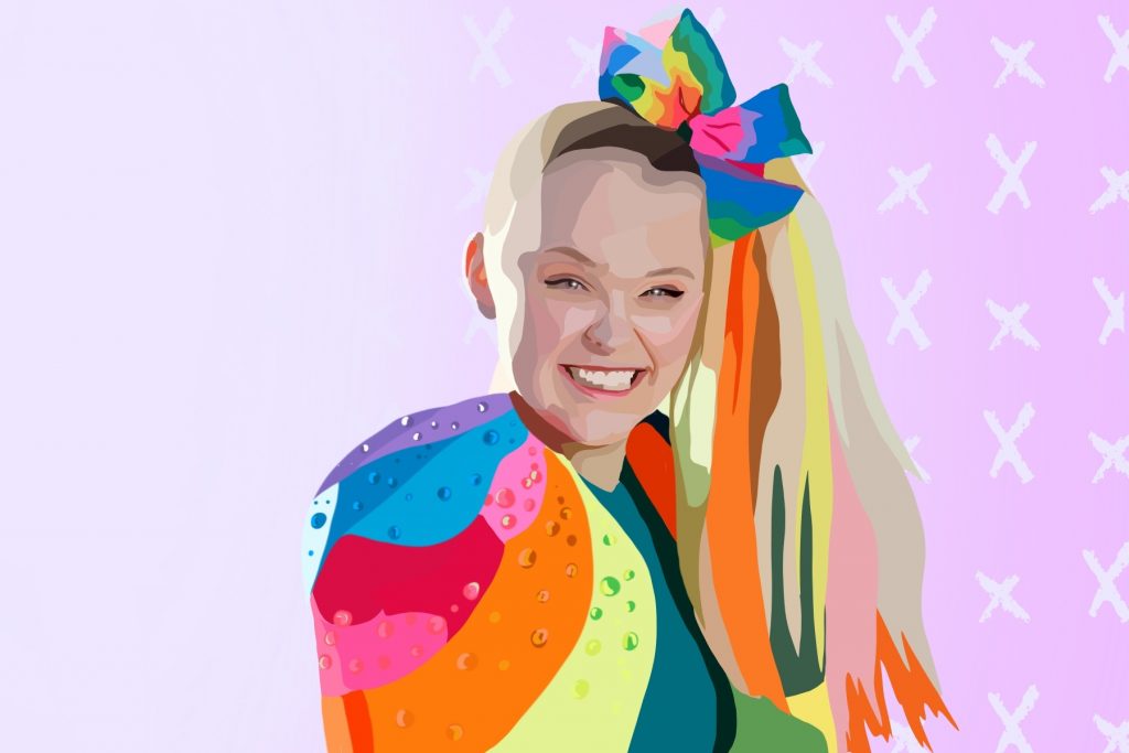 Colorful illustration of Jojo Siwa