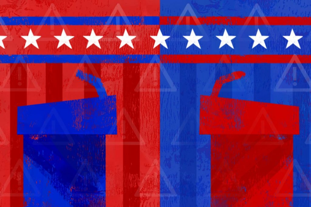 Presidential debate. (Illustration by Eri Iguchi, Minneapolis College of Art and Design)