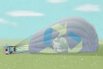 In an article about Sustainability Development Goals, Balloon With An Earth Logo Falling Over
