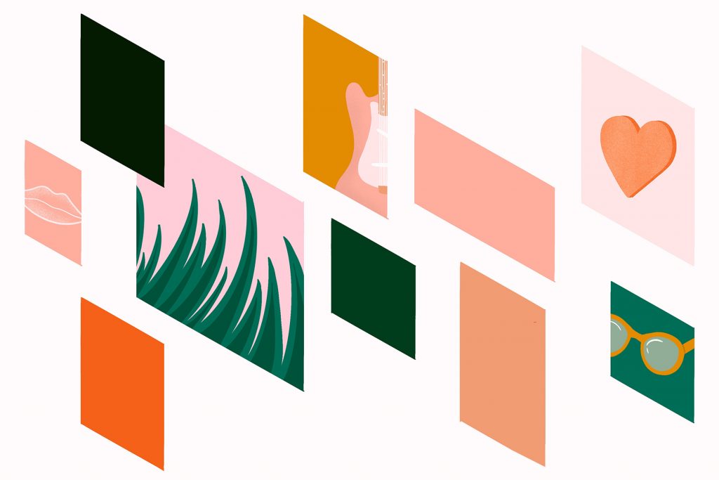 An illustration of a bunch of mood boards for an article on them.