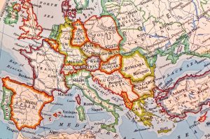 A picture of a map of Europe.
