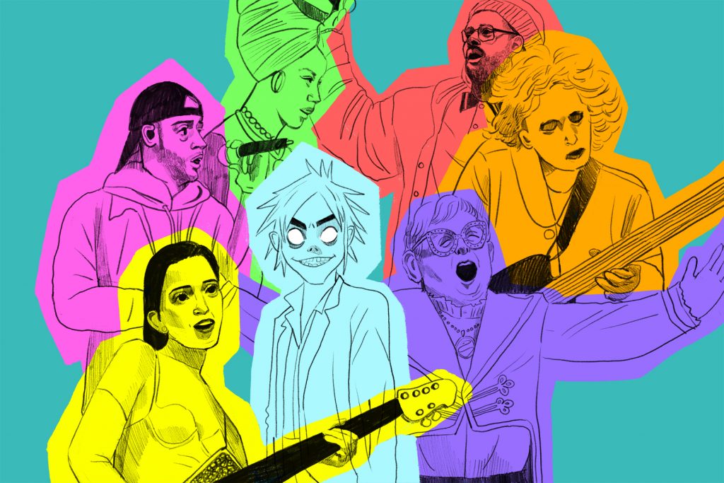 An illustration of the virtual band Gorillaz