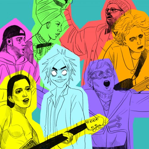 An illustration of the virtual band Gorillaz