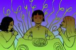 Illustration by Marlowe Pody for an article on eating anxiety