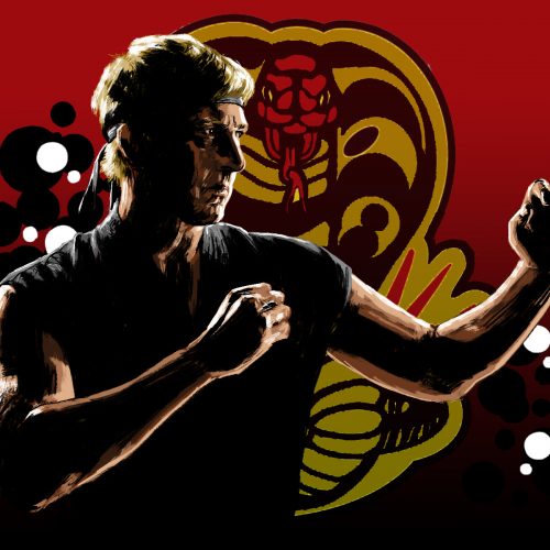 Illustration by Marcus Escobar for an article on Cobra Kai