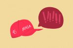 An illustration of a MAGA hat for an article on Parler.