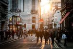 In an article about urban design, a bustling city street