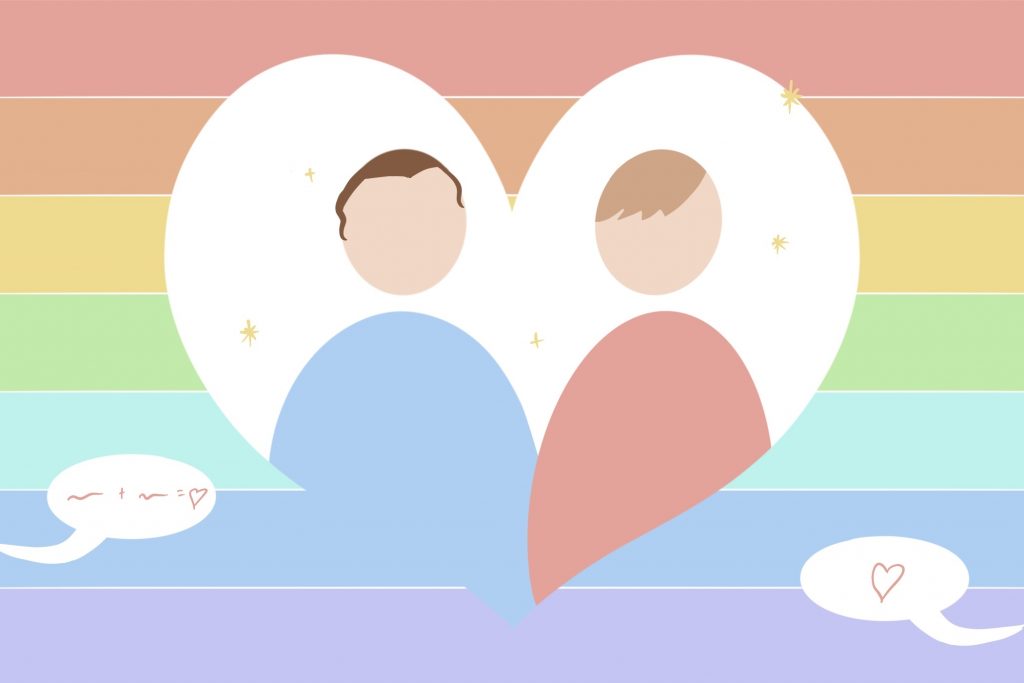 In an article about Larry Stylinson, a portmanteau of Harry Styles and Louis Tomlinson, a illustration of figures that represent the two musicians